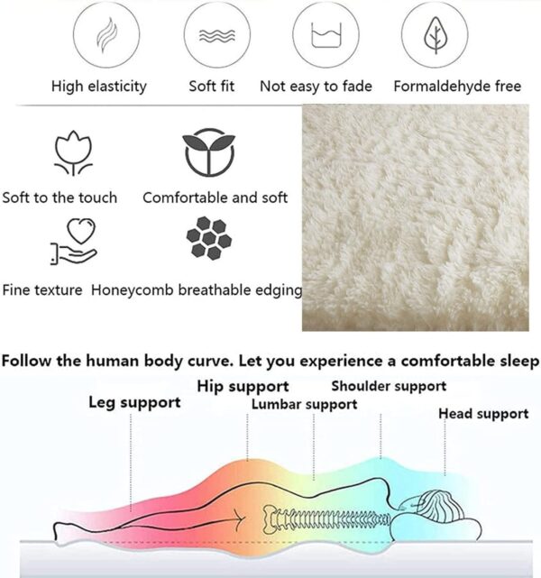 Wool Plush Mattress Topper, Breathable Lambswool Mattress Topper, Plush, White - 图片 3