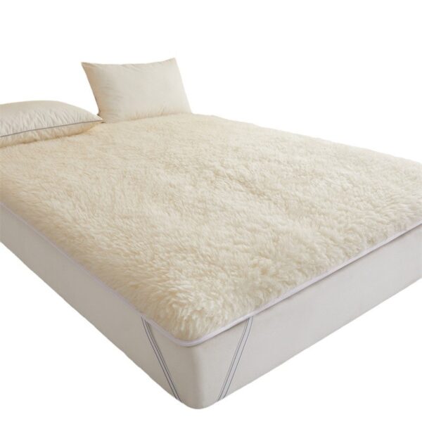 Wool Plush Mattress Topper, Breathable Lambswool Mattress Topper, Plush, White - 图片 2