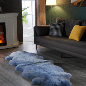 Blue Pure Wool Carpet Plush Floor Mat Sheepskin Bed Blanket Sofa Mat Wholesale Fur Integrated Bay Window Mat Carpet