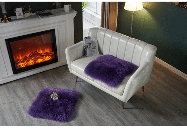 Purple Pure Wool Carpet Plush Floor Mat Sheepskin Bed Blanket Sofa Mat Wholesale Fur Integrated Bay Window Mat Carpet - 图片 2