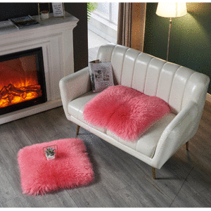 Pink Pure Wool Carpet Plush Floor Mat Sheepskin Bed Blanket Sofa Mat Wholesale Fur Integrated Bay Window Mat Carpet