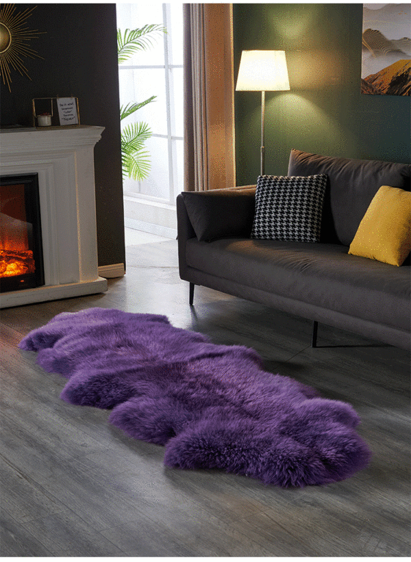 Purple Pure Wool Carpet Plush Floor Mat Sheepskin Bed Blanket Sofa Mat Wholesale Fur Integrated Bay Window Mat Carpet