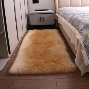 Brown Autumn and Winter Long Side Bedroom Sofa Whole Real Wool Rectangular Full Balcony Bay Window Carpet Floor Mat Bed Blanket