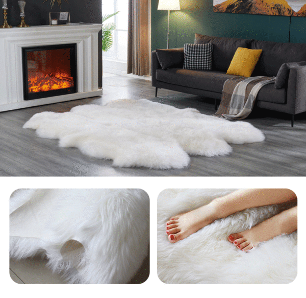 Brown Pure Wool Carpet Plush Floor Mat Sheepskin Bed Blanket Sofa Mat Wholesale Fur Integrated Bay Window Mat Carpet - 图片 6