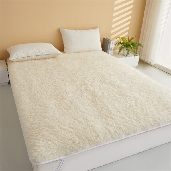 Wool Plush Mattress Topper, Breathable Lambswool Mattress Topper, Plush, White - 图片 3