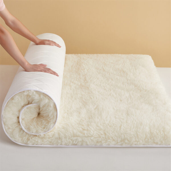 Wool Plush Mattress Topper, Breathable Lambswool Mattress Topper, Plush, White - 图片 4