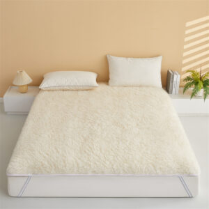 Wool Plush Mattress Topper, Breathable Lambswool Mattress Topper, Plush, White