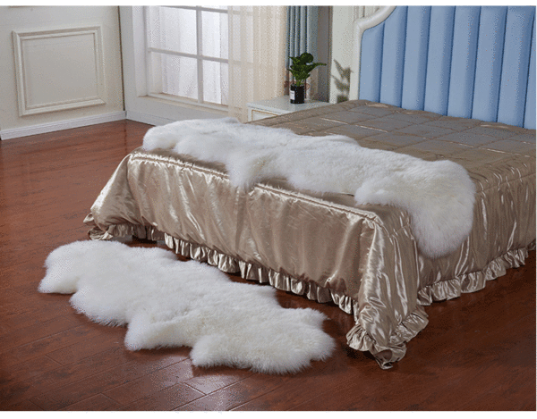 Pure Wool Carpet Plush Floor Mat Sheepskin Bed Blanket Sofa Cushion Wholesale Fur Integrated Bay Window Mat Carpet - 图片 3