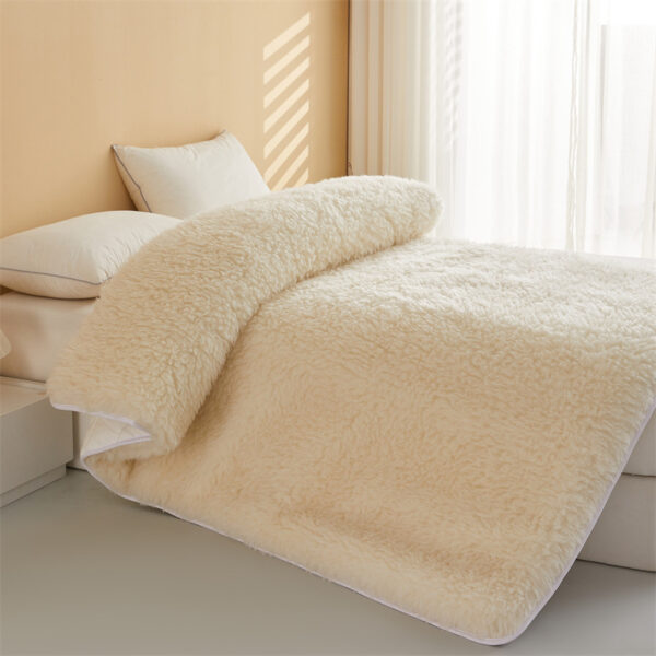 Wool Plush Mattress Topper, Breathable Lambswool Mattress Topper, Plush, White - 图片 5
