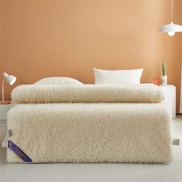 Fluffy soft solid color Lamb Fleece Mattress Upholstered Bed Tatami Mattress Topper Winter Student Dormitory Sleeping Pad - 图片 6