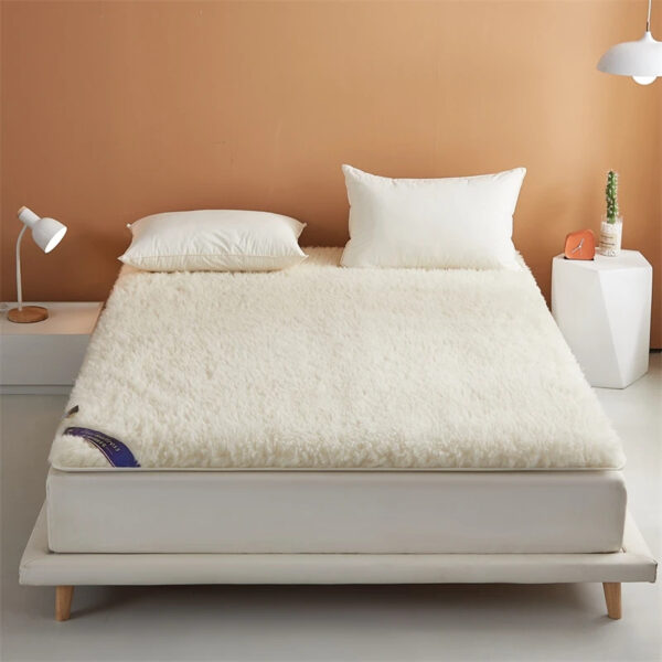 Fluffy soft solid color Lamb Fleece Mattress Upholstered Bed Tatami Mattress Topper Winter Student Dormitory Sleeping Pad - 图片 13