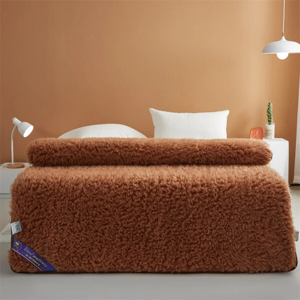 Fluffy soft solid color Lamb Fleece Mattress Upholstered Bed Tatami Mattress Topper Winter Student Dormitory Sleeping Pad - 图片 6