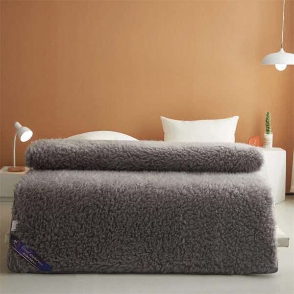 Fluffy soft solid color Lamb Fleece Mattress Upholstered Bed Tatami Mattress Topper Winter Student Dormitory Sleeping Pad - 图片 6