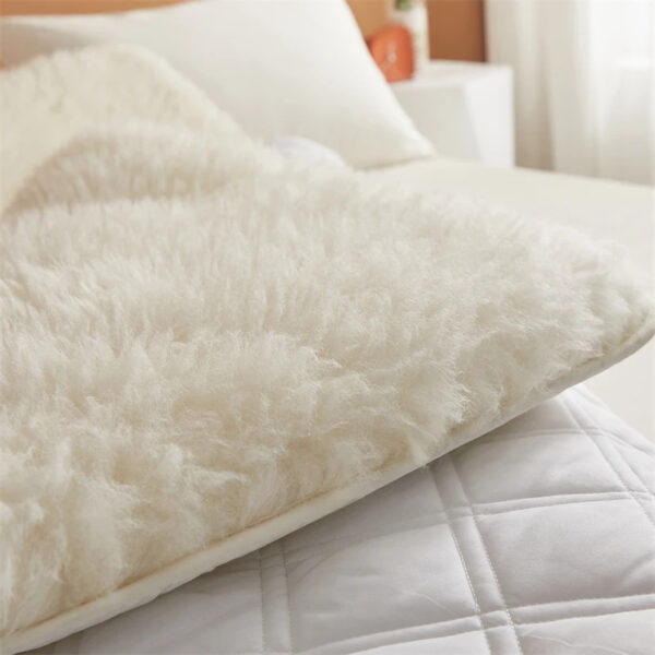 Fluffy soft solid color Lamb Fleece Mattress Upholstered Bed Tatami Mattress Topper Winter Student Dormitory Sleeping Pad - 图片 7