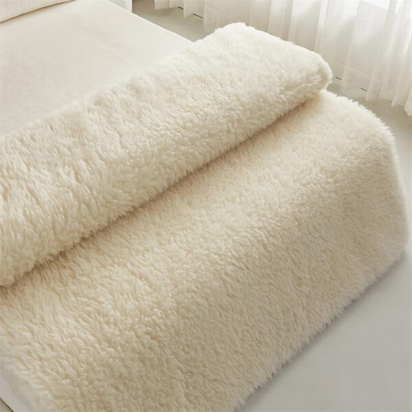 Fluffy soft solid color Lamb Fleece Mattress Upholstered Bed Tatami Mattress Topper Winter Student Dormitory Sleeping Pad - 图片 5