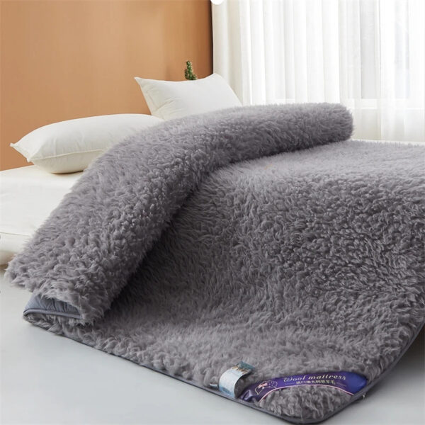 Fluffy soft solid color Lamb Fleece Mattress Upholstered Bed Tatami Mattress Topper Winter Student Dormitory Sleeping Pad - 图片 3